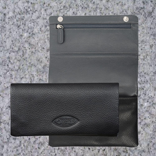 Comoy&#39;s Tobacco Rollup Pouch - Leather (Black &amp; Gray)